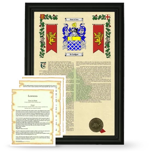 St Ledger Framed Armorial History and Symbolism - Black